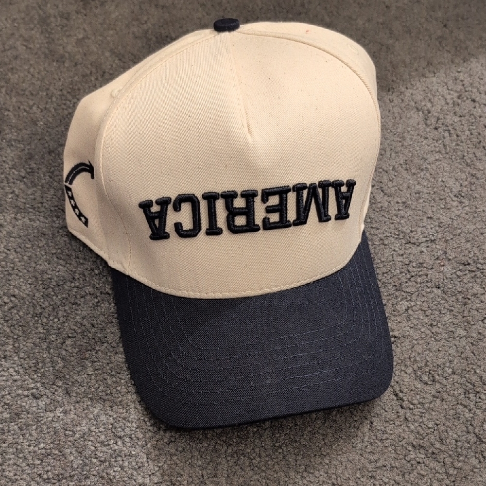 America Beige and Navy Baseball Cap
